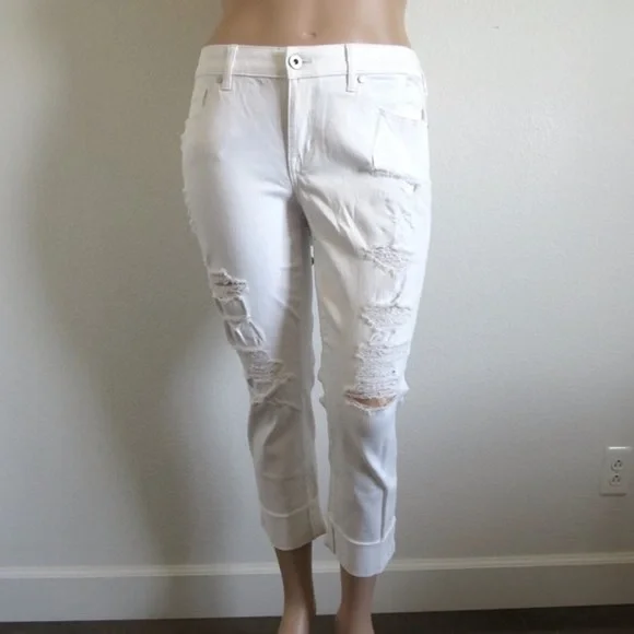 TORRID Jeans Women’s DISTRESSED Vintage Stretch White Crop Plus Size 14 NWOT - Picture 3 of 6